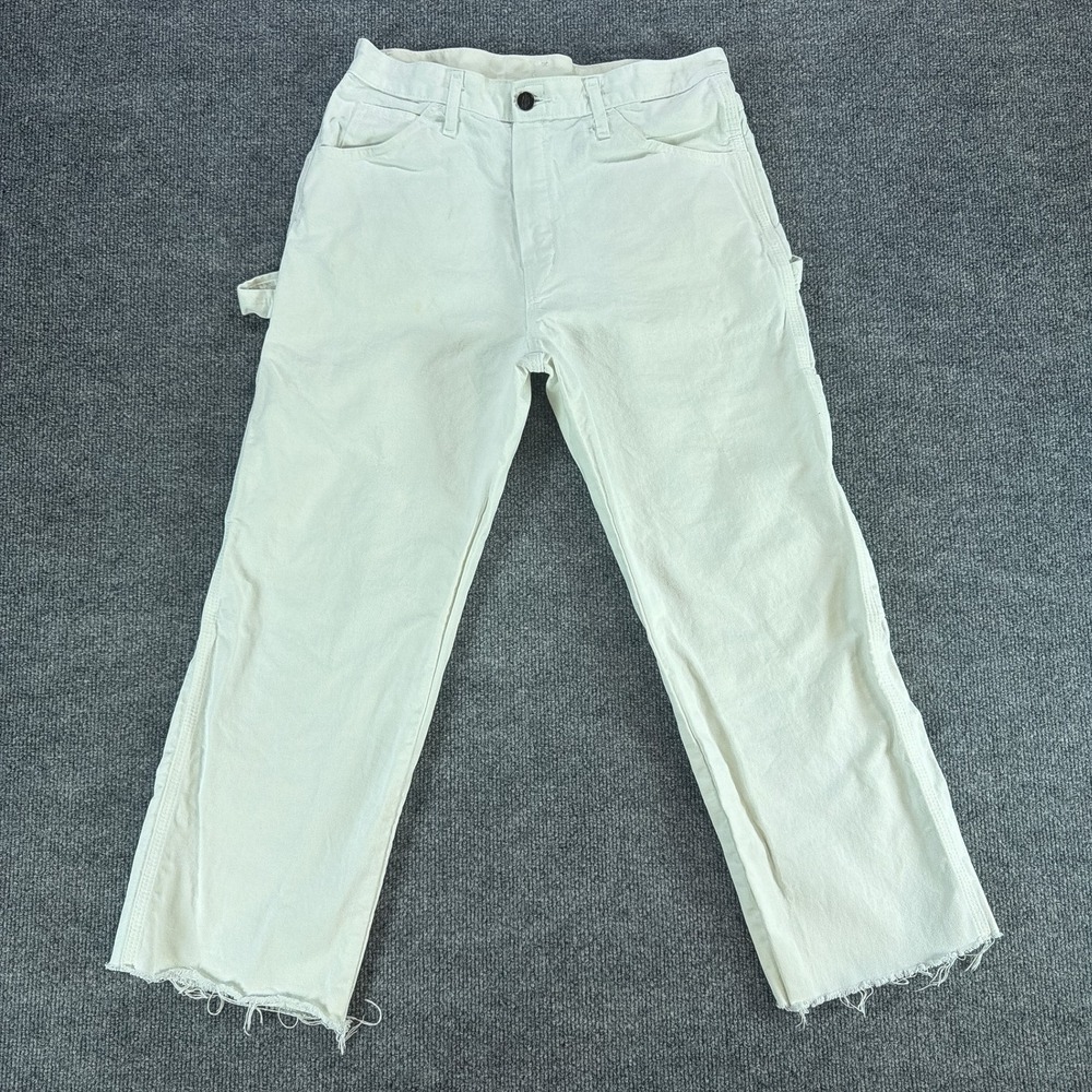 Dickies Off White Carpenter Pants Raw Hem High Rise Utility Straight Leg 28x25